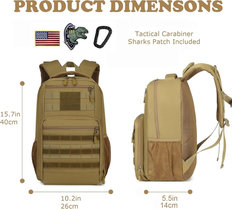 XINTREY Kids tactical Backpack for Boys School Bag 20L mini Children Backpack for Outdoor Camping Travel (Brown) - Image 5